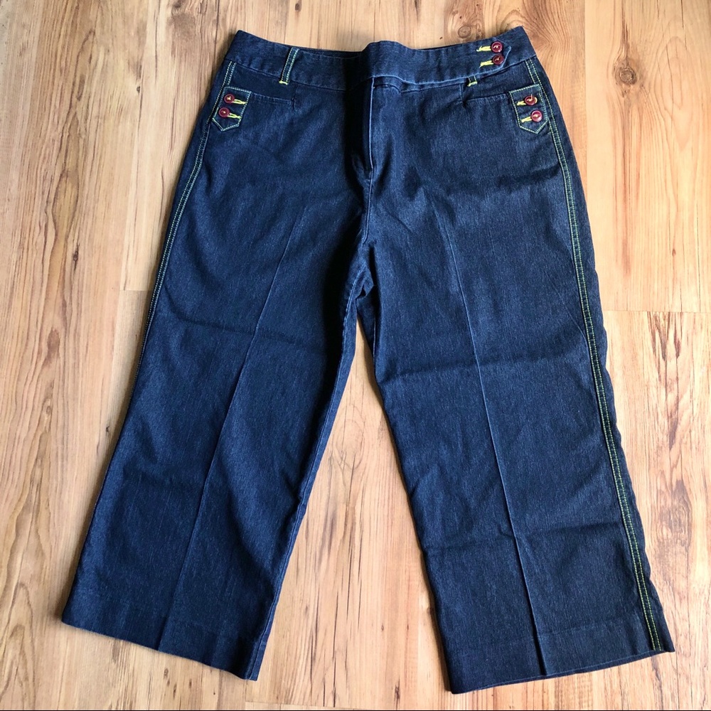 LARRY LEVINE Y2K Vintage Stretch Sport Capri Jeans Blue Size 10 Women’s